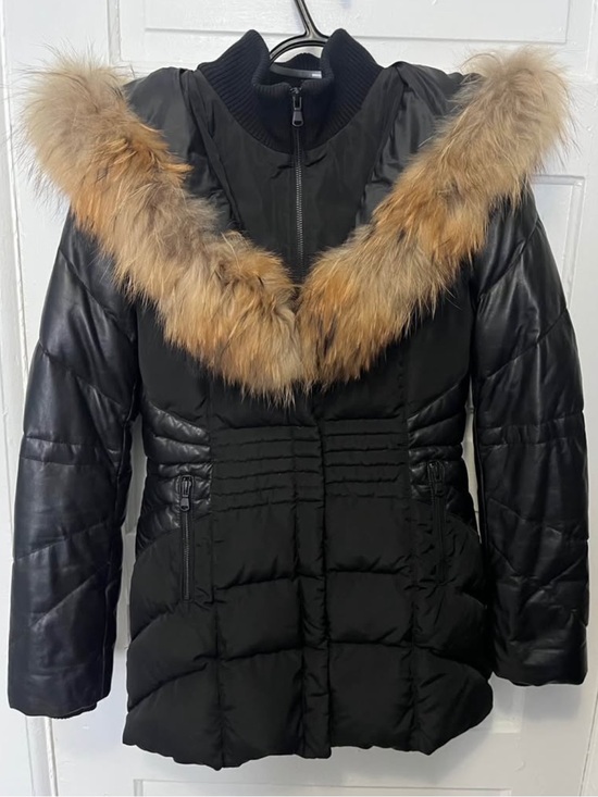 Danier Jackets & Blazers - DANIER Black Down Puffer Jacket with Real Raccoon Fur Hood